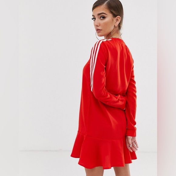 Adidas |  Sleek drop hem dress in red - Picture 2 of 8